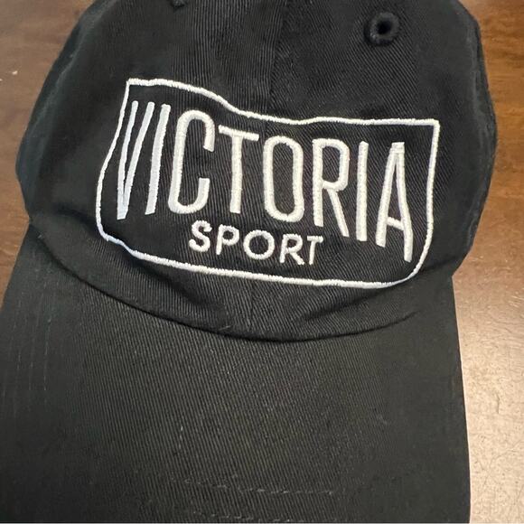 Victoria's Secret Victoria Sport Black Embroidered Baseball Hat Cap Black White - Picture 4 of 4
